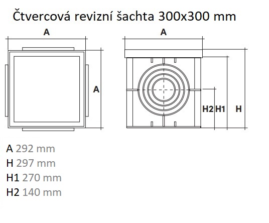 Mondial čtvercová revizní kanalizační šachta/dvorní vpusť 300x300 mm - zelená