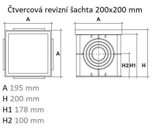 Mondial čtvercová revizní kanalizační šachta/dvorní vpusť 200x200 mm - zelená