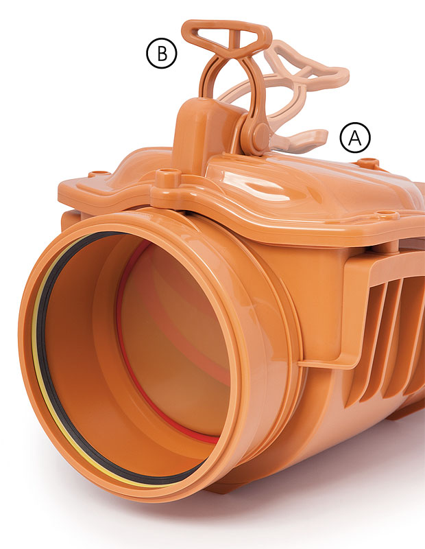 Zpětná klapka jednoduchá vodorovná s aretací DN 125 KARMAT