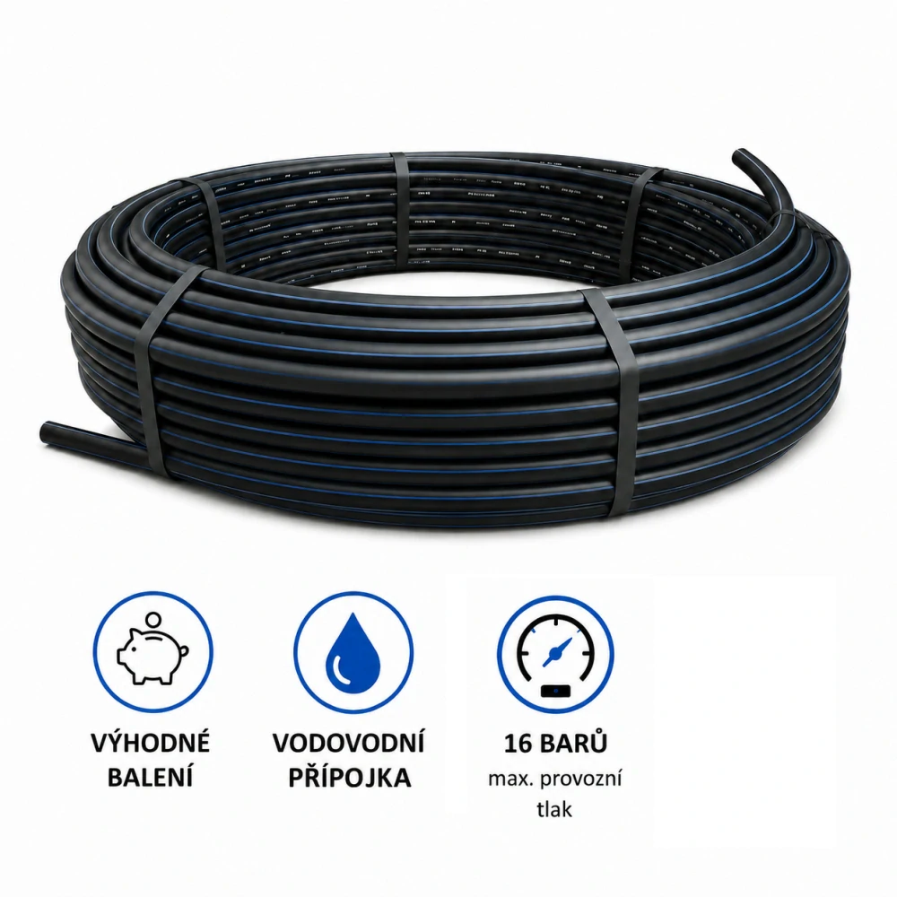 Vodovodní plastová trubka HDPE 100 50x4,6 PN 16 (16 barů) SDR 11 - balík 100