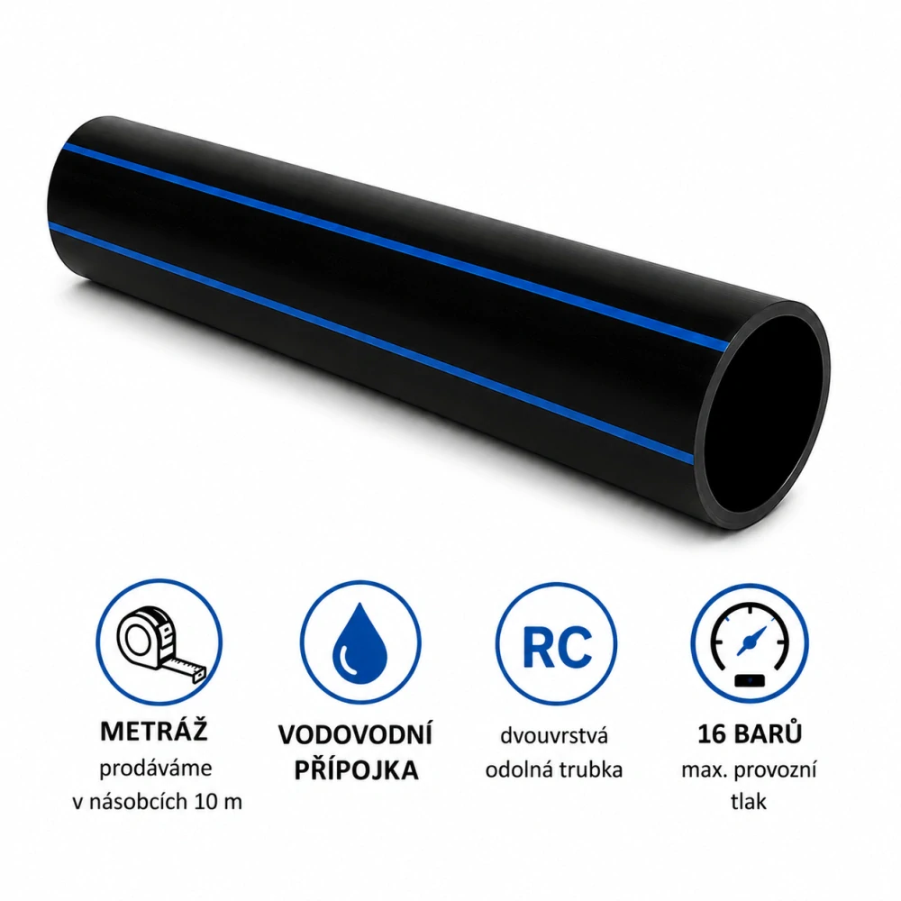 Vodovodní plastová trubka HDPE 100 RC 32x3,0 PN 16 (16 barů) SDR 11 - metráž po 10 m