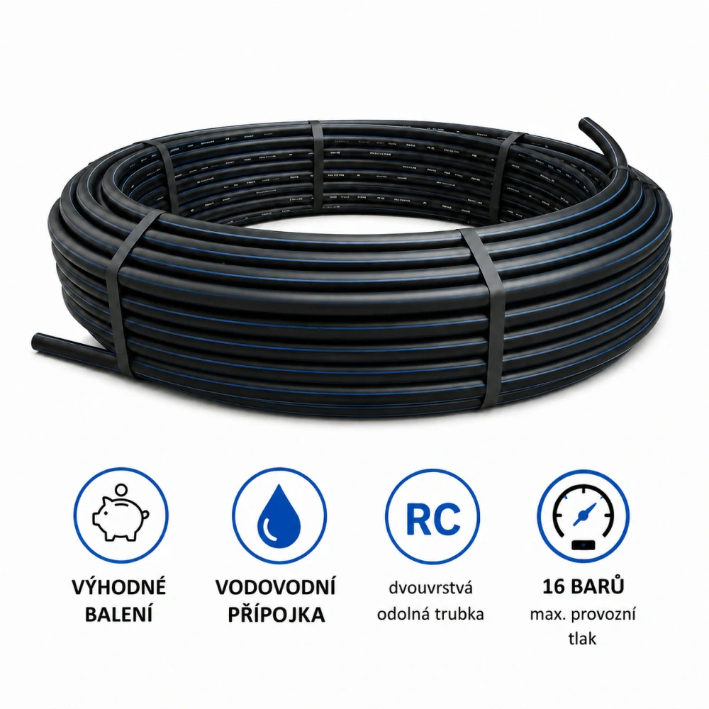 Vodovodní plastová trubka HDPE 100 RC 25x2,3 PN 16 (16 barů) SDR 11 - balík 100 m