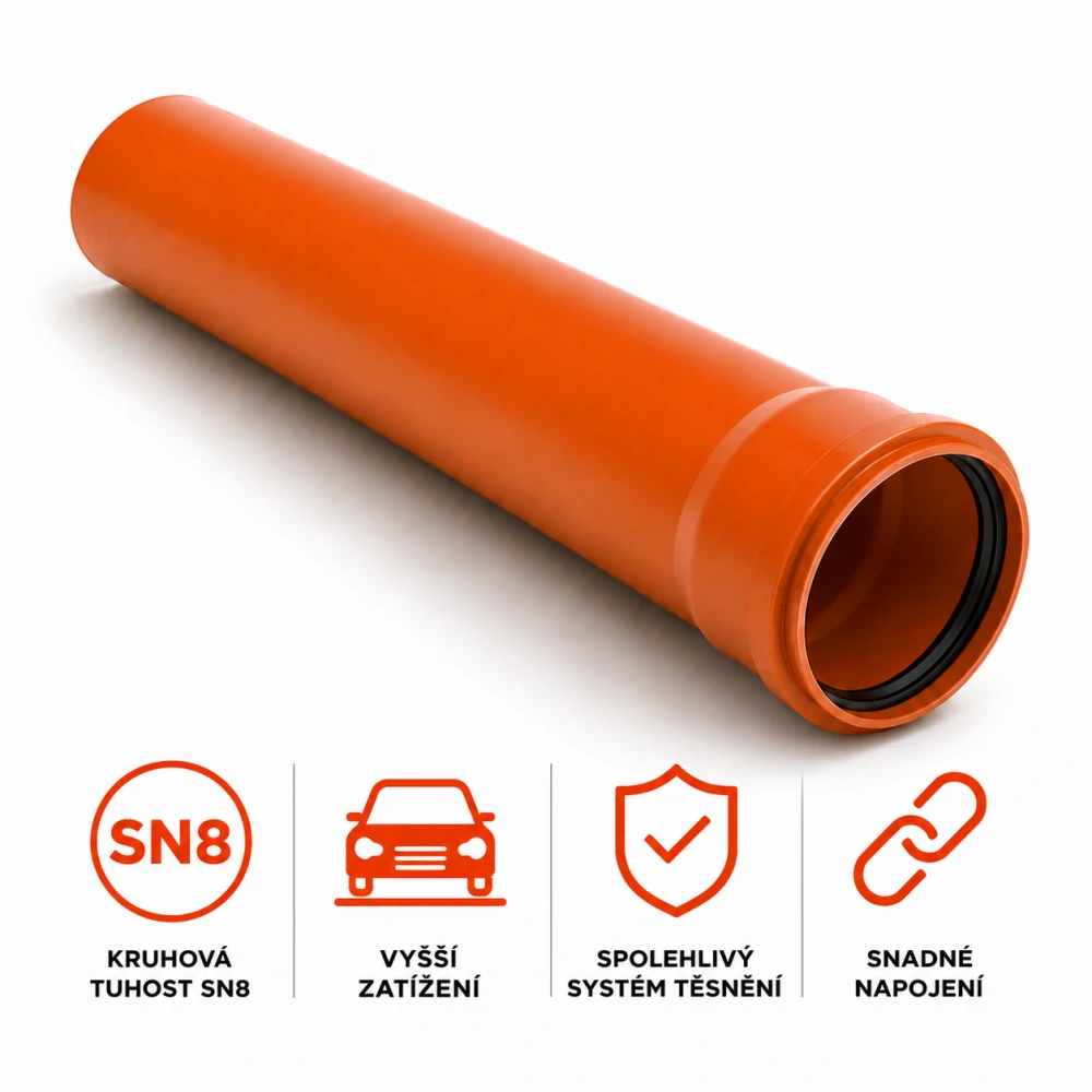 KG trubka s hrdlem SN 8 DN 200 – 3 m