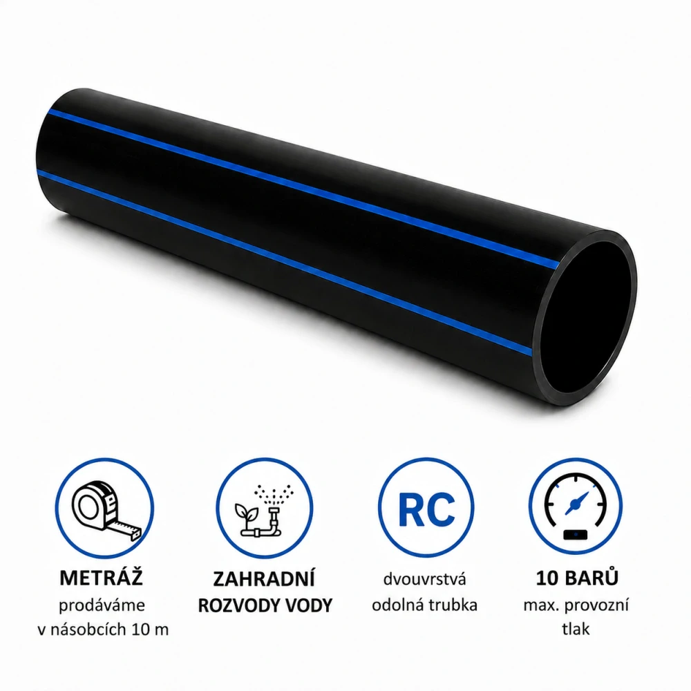 Vodovodní plastová trubka HDPE 100 RC 40x2,4 PN 10 (10 barů) SDR 17 - metráž po 10 m