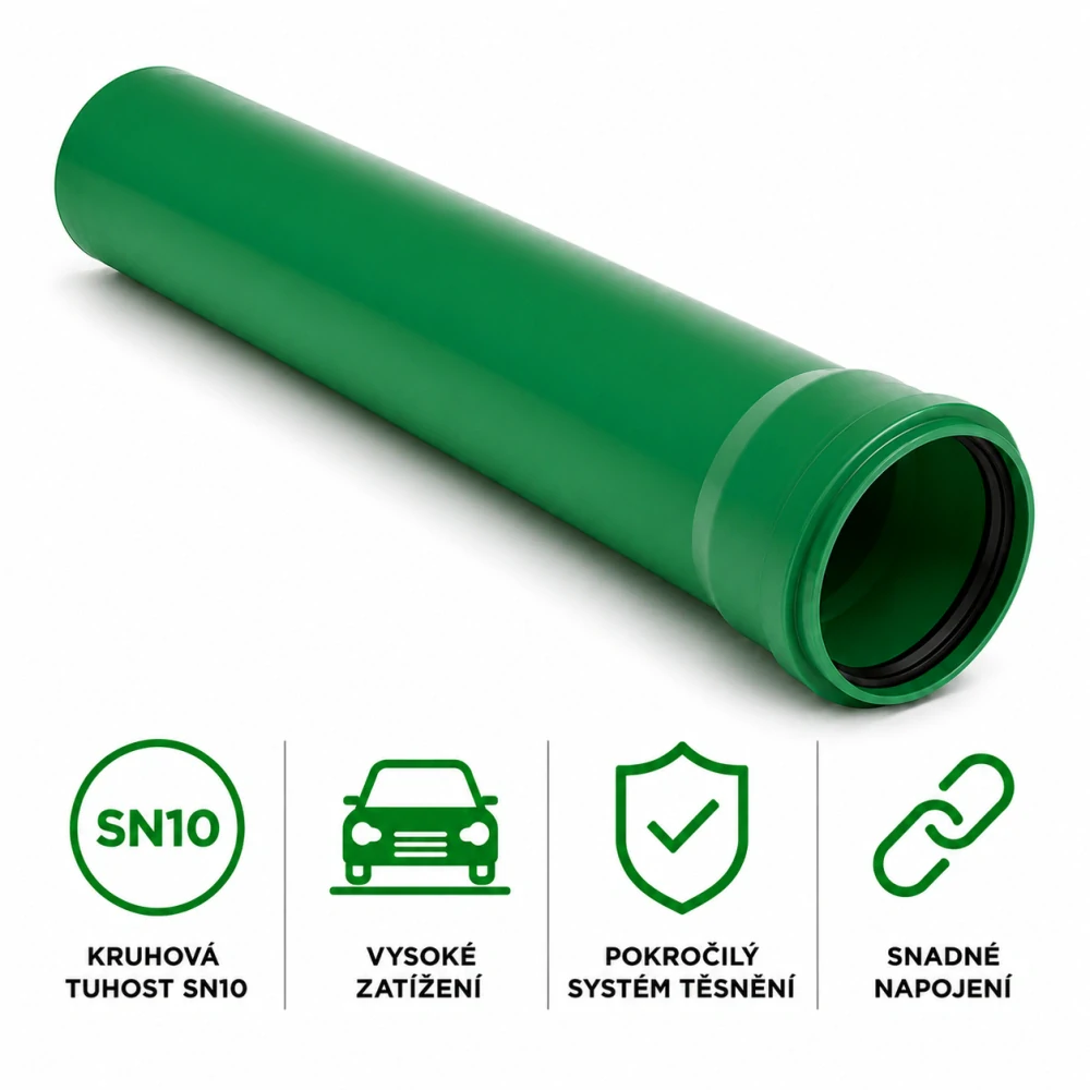 KG 2000 trubka s hrdlem SN 10 DN 110 (DN 100) – 3 m
