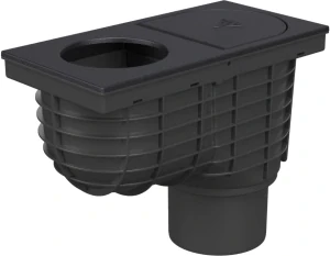 Lapač střešních splavenin (gajgr) spodní černý DN 110, litinový povrch, pro kulatý svod (100 mm) Chuděj | 325 A Li/100