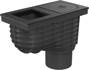 Lapač střešních splavenin (gajgr) spodní černý DN 110, litinový povrch, pro hranatý svod (100 mm) Chuděj | 325 H Li/100