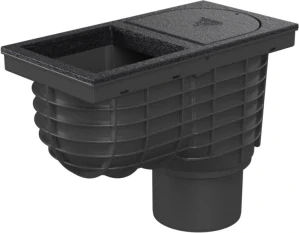 Lapač střešních splavenin (gajgr) spodní černý DN 110, litinový povrch, pro hranatý svod (125 mm) Chuděj | 325 H Li/125