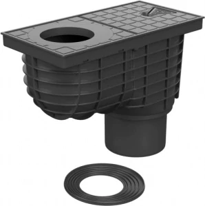 Lapač střešních splavenin (gajgr) spodní černý DN 110 + vložka pro kulatý svod (75, 80, 90, 100, 110, 125 mm) Chuděj | 325 E