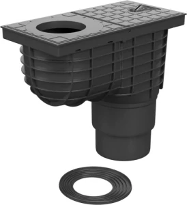Lapač střešních splavenin (gajgr) spodní černý DN 110/125 + vložka pro kulatý svod (75, 80, 90, 100, 110, 125 mm) Chuděj | 325 S