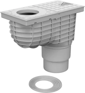 Lapač střešních splavenin (gajgr) spodní šedý DN 110/125 + vložka pro kulatý svod (75, 80, 90, 100, 110, 125 mm) Chuděj | 325 Ss