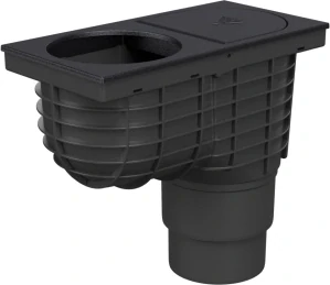 Lapač střešních splavenin (gajgr) spodní černý DN 110/125, litinový povrch, pro kulatý svod (125 mm) Chuděj | 325 C Li/125