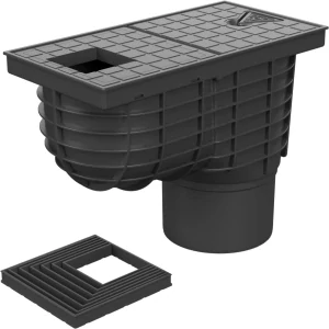 Lapač střešních splavenin (gajgr) spodní černý DN 125 + vložka pro hranatý svod (70, 80, 90, 100, 110, 120 mm) Chuděj | 325 I
