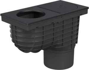 Lapač střešních splavenin (gajgr) spodní černý DN 125, litinový povrch, pro kulatý svod (100 mm) Chuděj | 325 B Li/100