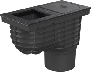 Lapač střešních splavenin (gajgr) spodní černý DN 125, litinový povrch, pro hranatý svod (100 mm) Chuděj | 325 I Li/100
