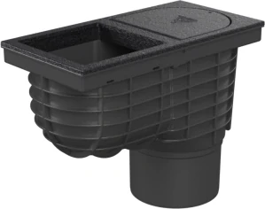 Lapač střešních splavenin (gajgr) spodní černý DN 125, litinový povrch, pro hranatý svod (125 mm) Chuděj | 325 I Li/125