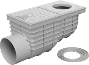 Lapač střešních splavenin (gajgr) boční šedý DN 110 + vložka pro kulatý svod (75, 80, 90, 100, 110, 125 mm) Chuděj | 325 Gs
