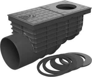 Lapač střešních splavenin (gajgr) boční černý DN 125 + redukční kroužky pro kulatý svod (75, 80, 90, 100, 110, 125 mm) Chuděj | 325 L