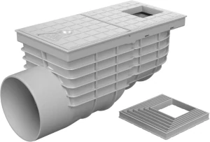 Lapač střešních splavenin (gajgr) boční šedý DN 125 + vložka pro hranatý svod (70, 80, 90, 100, 110, 120 mm) Chuděj | 325 Ns
