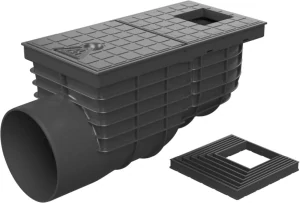 Lapač střešních splavenin (gajgr) boční černý DN 125 + vložka pro hranatý svod (70, 80, 90, 100, 110, 120 mm) Chuděj | 325 N