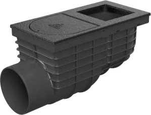 Lapač střešních splavenin (gajgr) boční černý DN 110, litinový povrch, pro hranatý svod (100 mm) Chuděj | 325 K Li/100