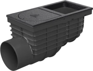 Lapač střešních splavenin (gajgr) boční černý DN 110, litinový povrch, pro hranatý svod (125 mm) Chuděj | 325 K Li/125