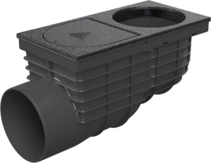 Lapač střešních splavenin (gajgr) boční černý DN 125, litinový povrch, pro kulatý svod (100 mm) Chuděj | 325 L Li/100