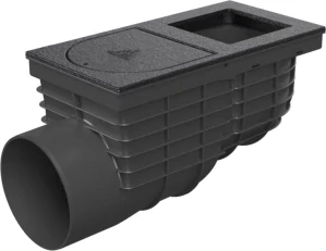 Lapač střešních splavenin (gajgr) boční černý DN 125, litinový povrch, pro hranatý svod (100 mm) Chuděj | 325 N Li/100