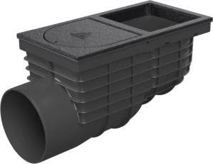 Lapač střešních splavenin (gajgr) boční černý DN 125, litinový povrch, pro hranatý svod (125 mm) Chuděj | 325 N Li/125