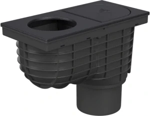 Lapač střešních splavenin (gajgr) spodní černý DN 160, litinový povrch, pro kulatý svod (160 mm) Chuděj | 925 Li