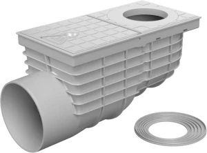 Lapač střešních splavenin (gajgr) boční šedý DN 125 + vložka pro kulatý svod (75, 80, 90, 100, 110, 125 mm) Chuděj | 325 Ms