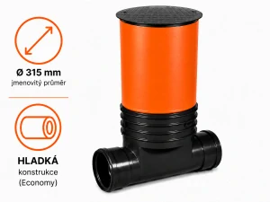 Revizní šachta DN 315 hladká – přímé dno DN 160 (150), roura 1 m, poklop pochozí do 1,5 t ECONOMY (sestava A)