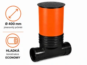 Revizní šachta DN 400 hladká – přímé dno DN 160 (150), roura 1 m, poklop pochozí do 1,5 t ECONOMY (sestava B)