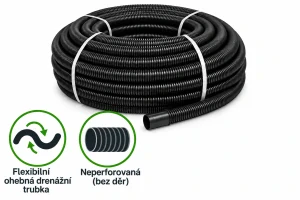 Flexibilní neperforovaná drenážní trubka DN 65 - 50 m balík