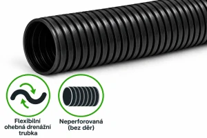 Flexibilní neperforovaná drenážní trubka DN 50 - metráž