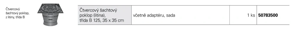 Litinový poklop hranatý s teleskopem DN 315/B125 do 12,5t (pojezdný) pro šachty Opti-Control FRÄNKISCHE