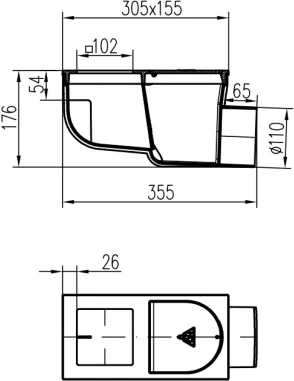 Lapač střešních splavenin (gajgr) boční DN 125, litinový povrch, pro hranatý svod DN 110 Chuděj