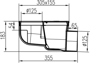 Lapač střešních splavenin (gajgr) boční černý DN 125, litinový povrch, pro kulatý svod (125 mm) Chuděj | 325 L LI/125