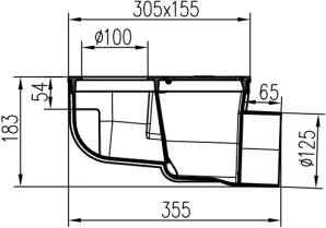 Lapač střešních splavenin (gajgr) boční černý DN 125, litinový povrch, pro kulatý svod (100 mm) Chuděj | 325 L Li/100