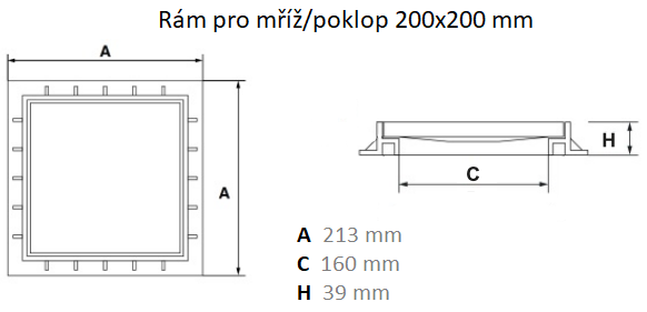 Mondial plastový rám pro mříž nebo poklop 200x200 mm