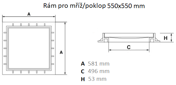 Mondial plastový rám pro mříž nebo poklop 550x550 mm