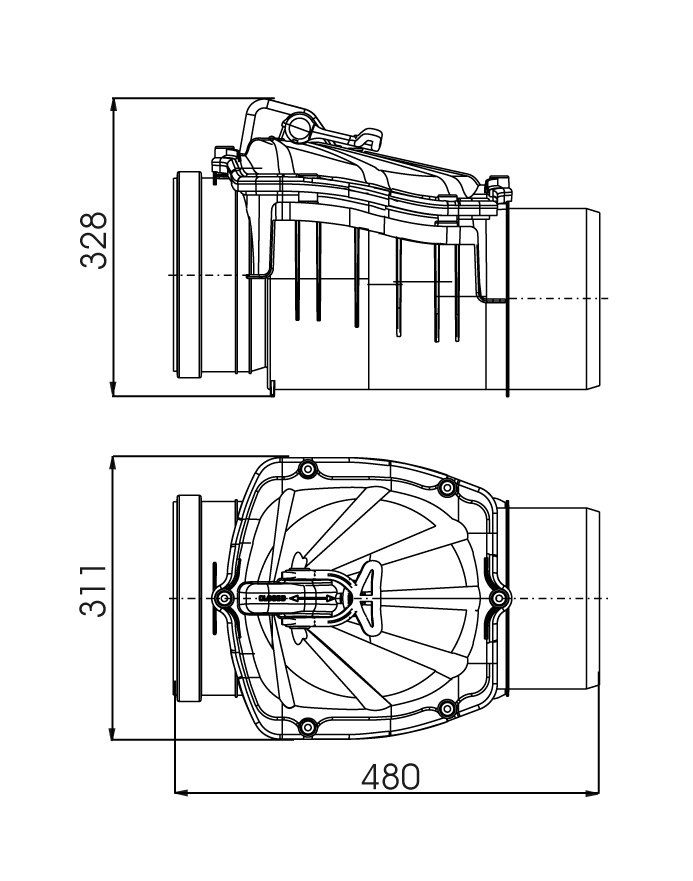 Zpětná klapka jednoduchá vodorovná s aretací DN 200 KARMAT