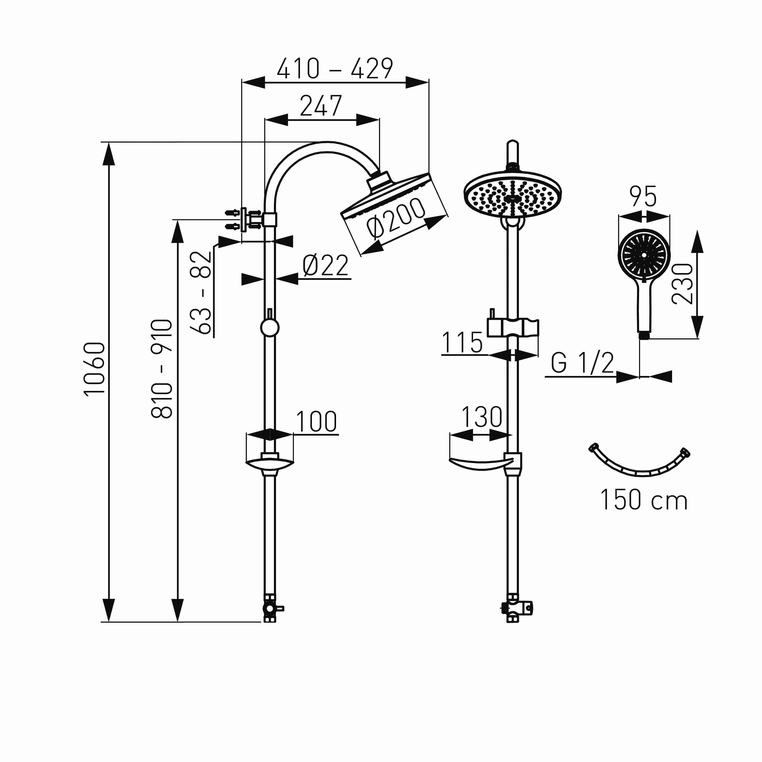 Sprchová souprava Novaservis ke sprchové baterii s horním vývodem, chrom SET040/TER,0
