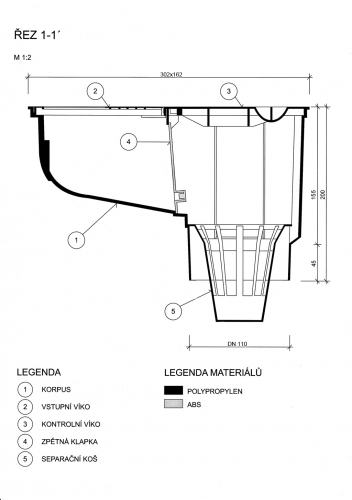 Lapač střešních splavenin (gajgr) spodní černý DN 110 CR 100 HENE CHMELAŘ