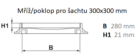 Mondial plastový poklop s madlem pro šachtu/rám 300x300 mm do 1,5 t