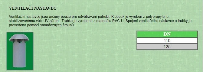 Plastová komínová ventilační hlavice s UV filtrem DN 110, výška 50 cm