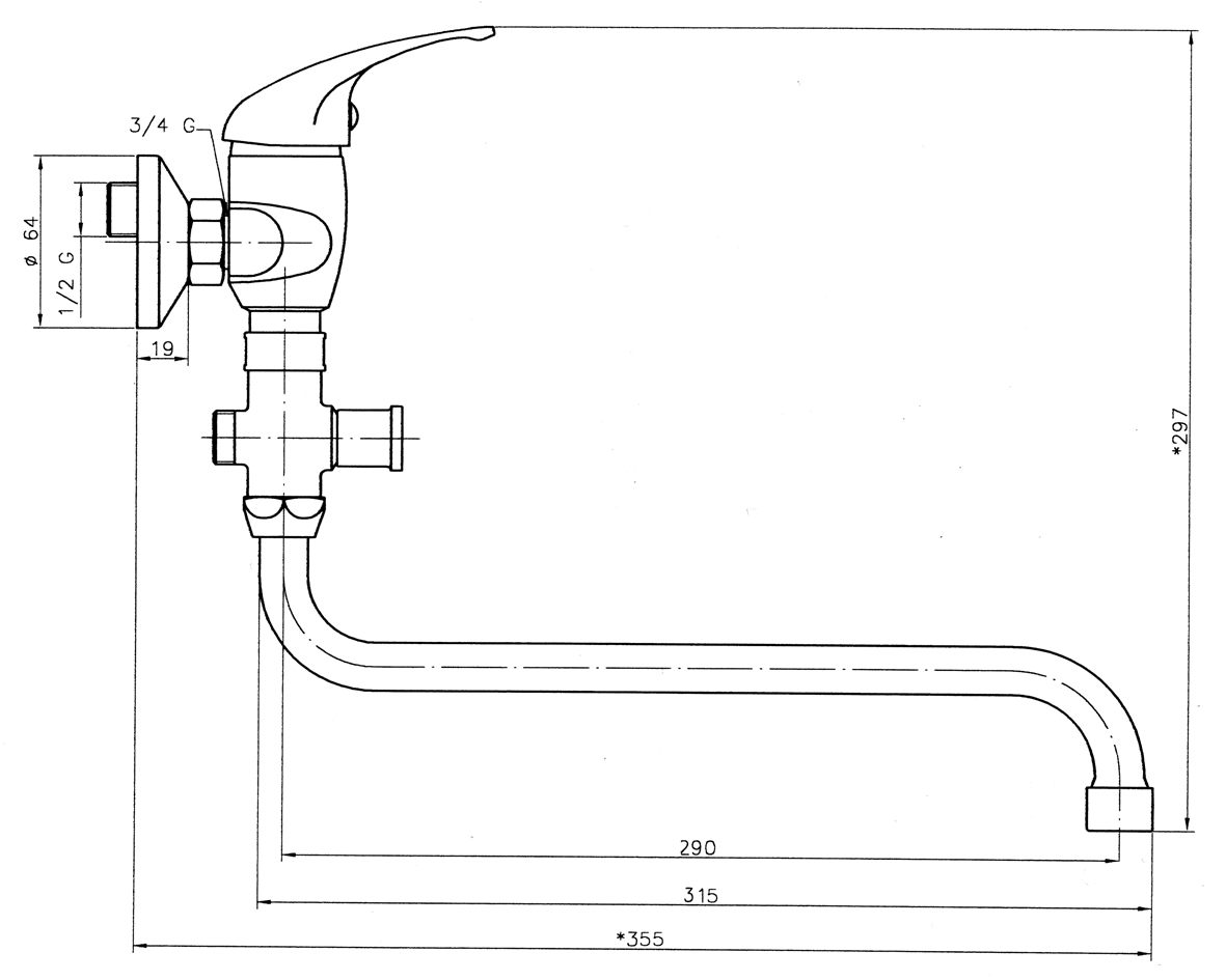 Vanová nástěnná baterie Novaservis Titania Iris bez sprchového setu 100 mm chrom 92075/1.0