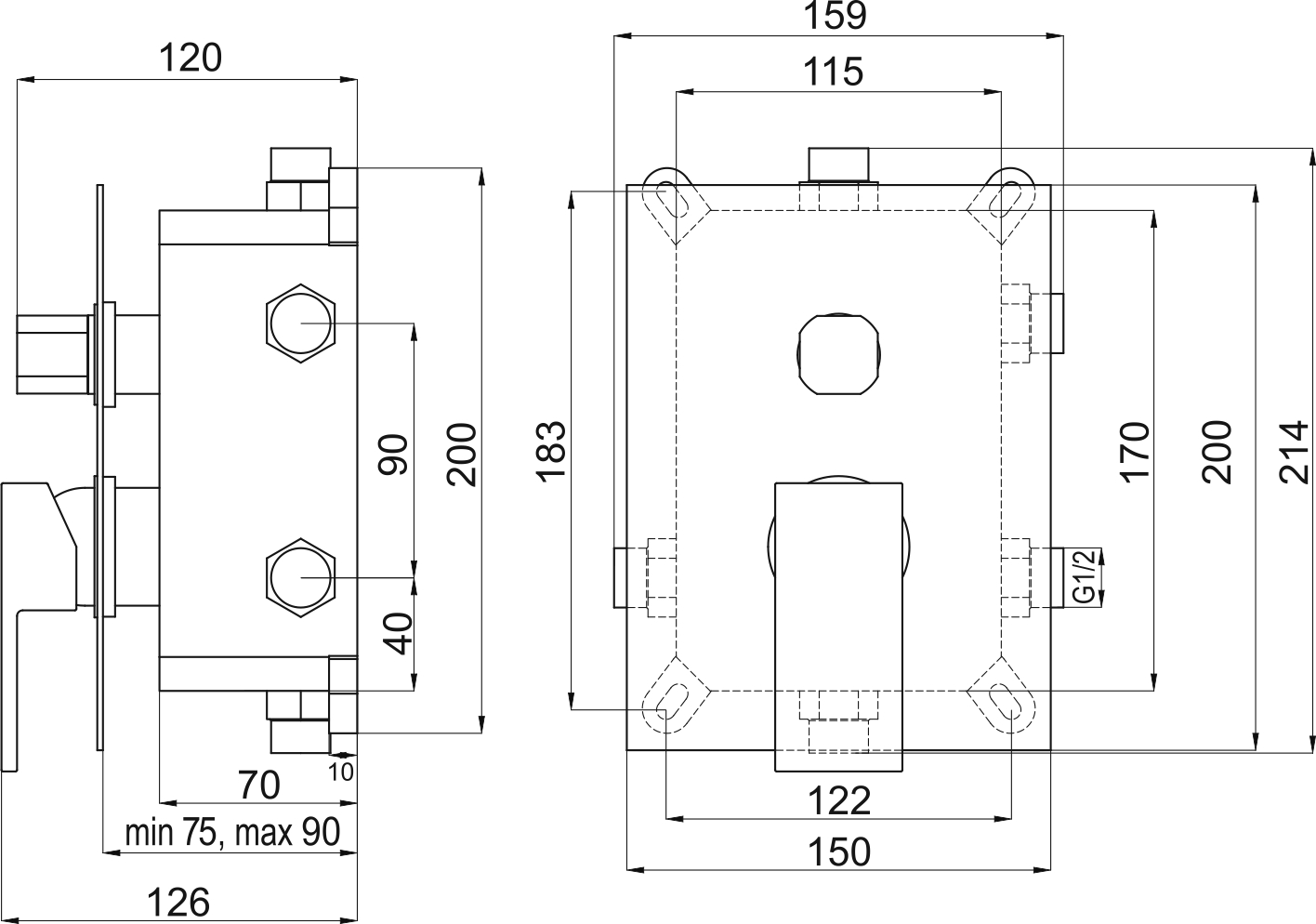 Novaservis Nobless Edge - Baterie pod omítku pro 3 spotřebiče s tělesem, chrom BOX36051RX,0 