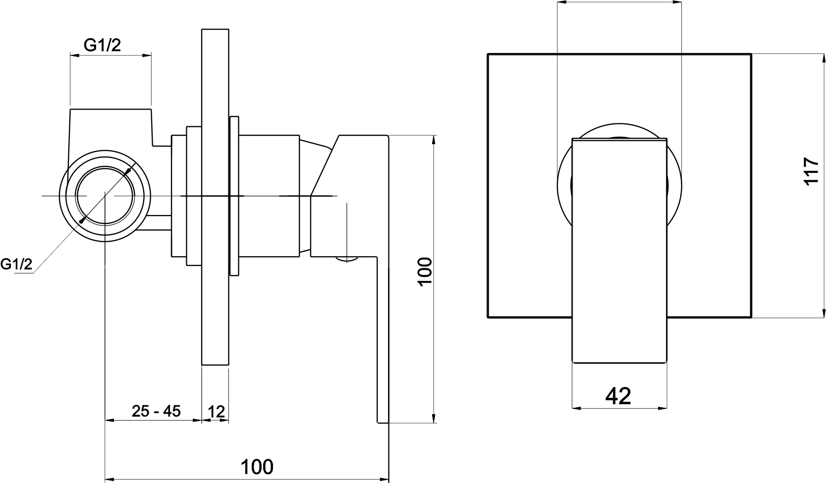 Novaservis Nobless Edge - Baterie pod omítku s tělesem, chrom 36050,0