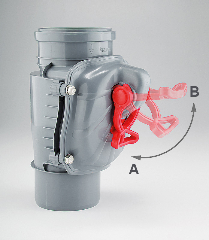 Zpětná klapka jednoduchá svislá s aretací DN 50 KARMAT